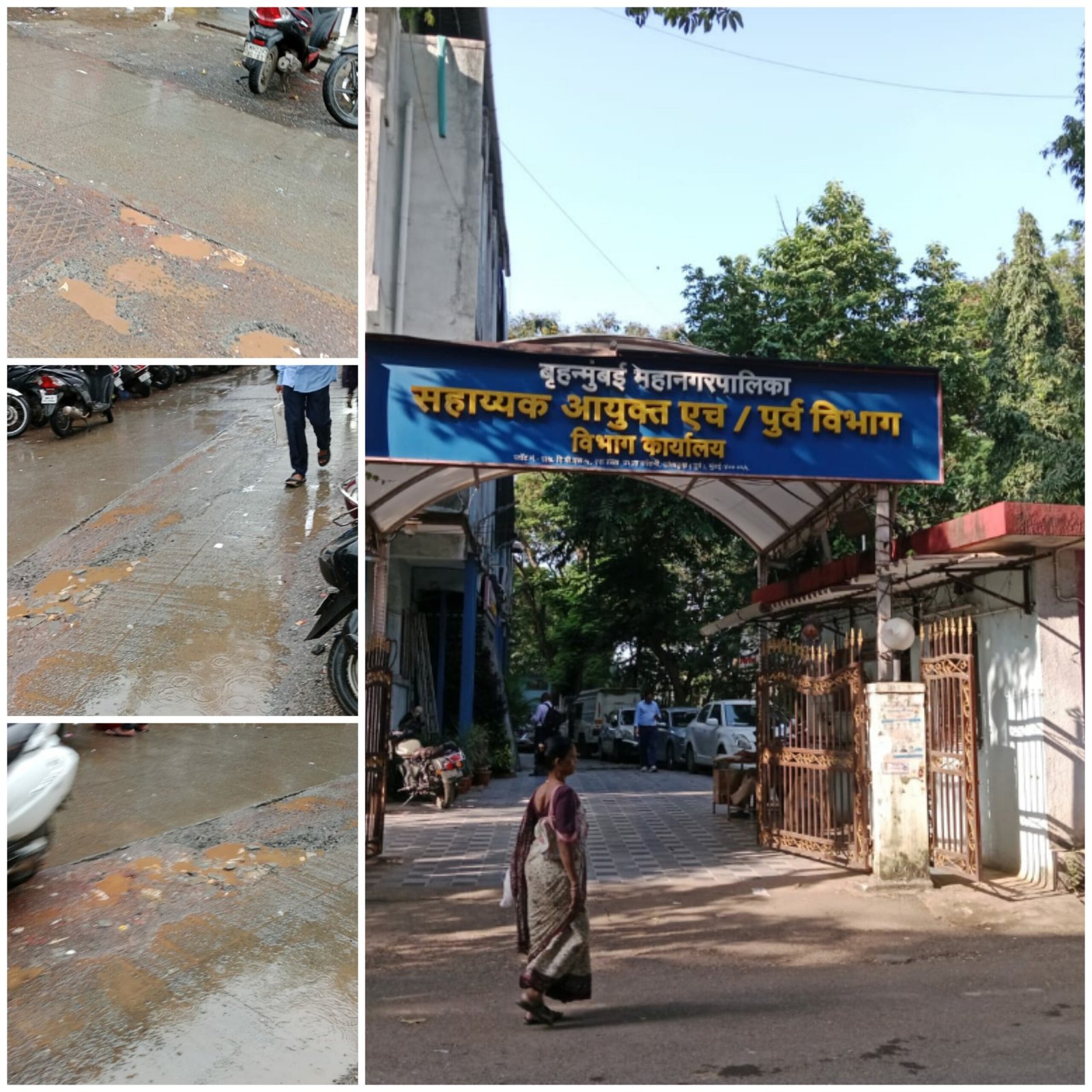 खार (पूर्व) गोलीबार रोडवर खड्ड्यांचे साम्राज्य, बेकायदा पार्किंग आणि अतिक्रमणाचा विळखा; नागरिकांच्या जीवाशी खेळ, बीएमसी प्रशासन झोपेत? 1